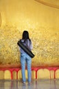 Photography glid cover Reclining Buddha with gold leaf at Wat Ras Prakorngthum Nonthaburi Thailand Royalty Free Stock Photo